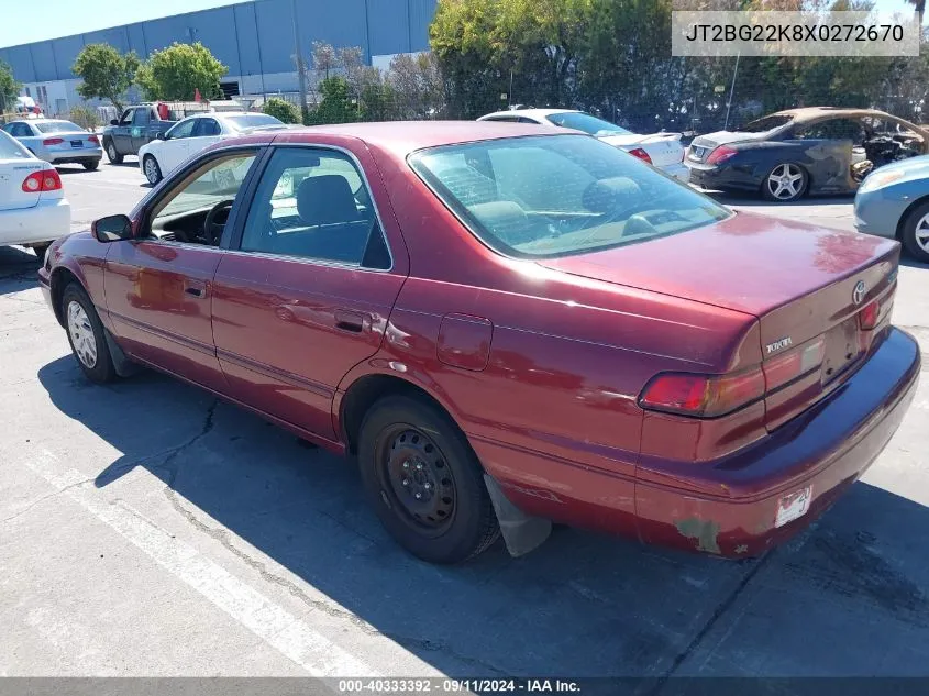 1999 Toyota Camry Le VIN: JT2BG22K8X0272670 Lot: 40333392