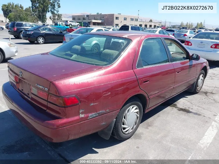 1999 Toyota Camry Le VIN: JT2BG22K8X0272670 Lot: 40333392