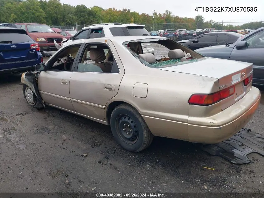 1999 Toyota Camry Ce/Le/Xle VIN: 4T1BG22K7XU870535 Lot: 40382982