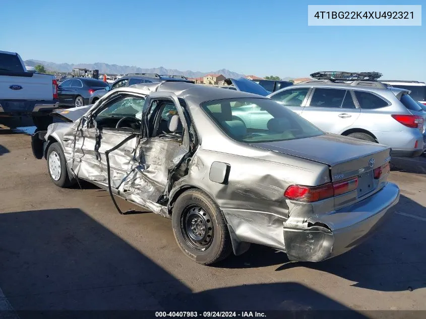 1999 Toyota Camry Le VIN: 4T1BG22K4XU492321 Lot: 40407983