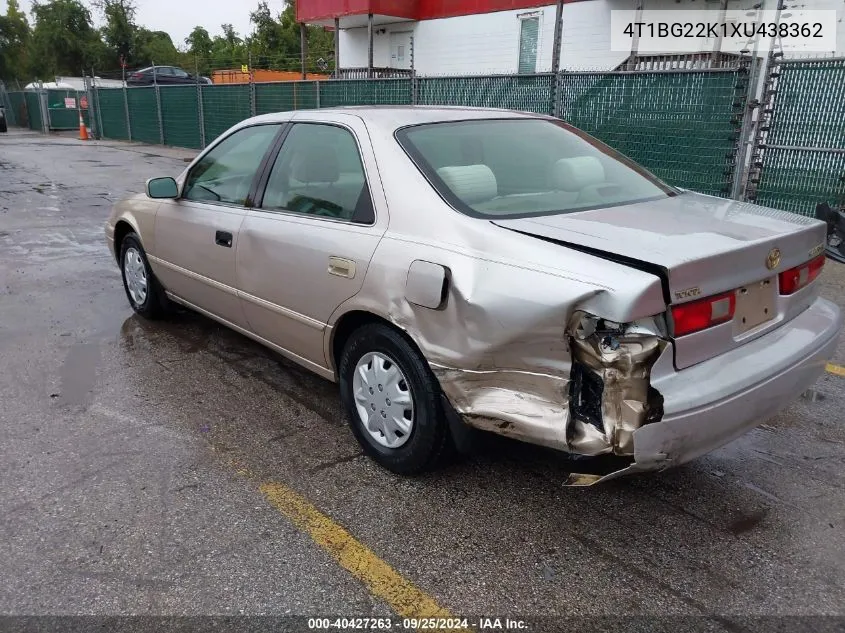 1999 Toyota Camry Le VIN: 4T1BG22K1XU438362 Lot: 40427263