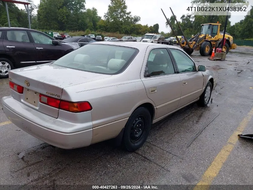 1999 Toyota Camry Le VIN: 4T1BG22K1XU438362 Lot: 40427263