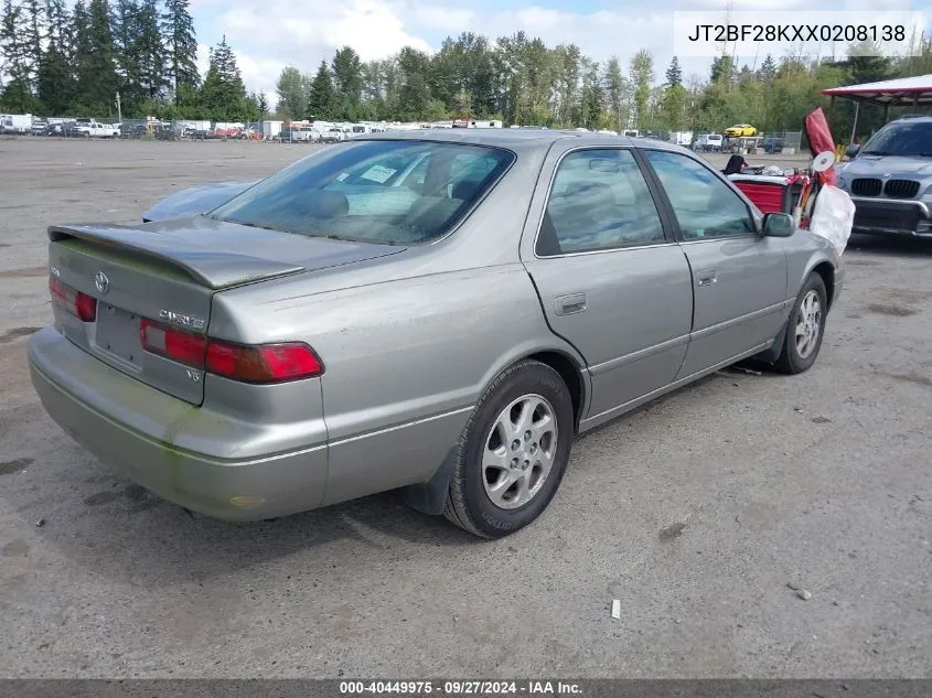 1999 Toyota Camry Xle V6 VIN: JT2BF28KXX0208138 Lot: 40449975