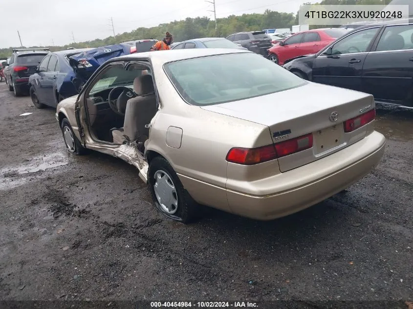 1999 Toyota Camry Ce VIN: 4T1BG22K3XU920248 Lot: 40454984