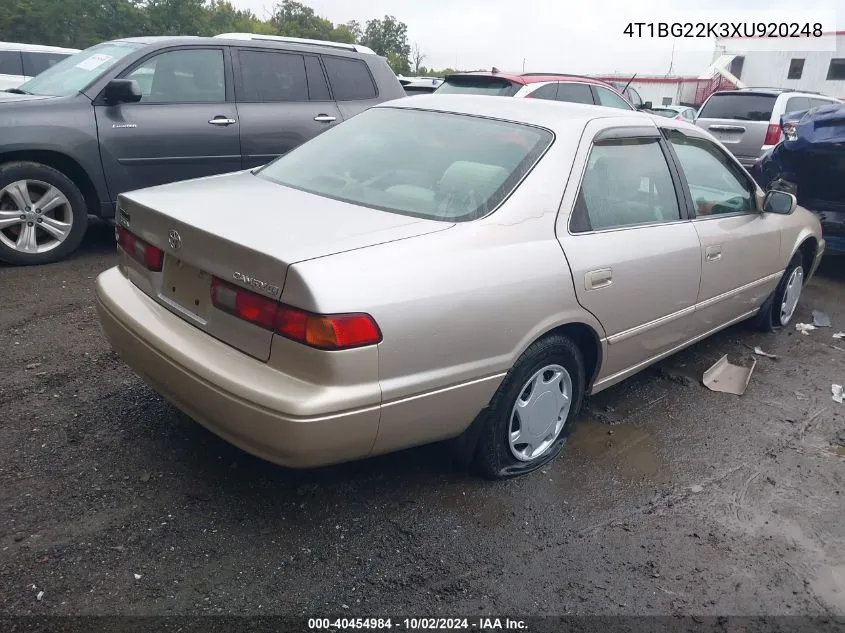 1999 Toyota Camry Ce VIN: 4T1BG22K3XU920248 Lot: 40454984