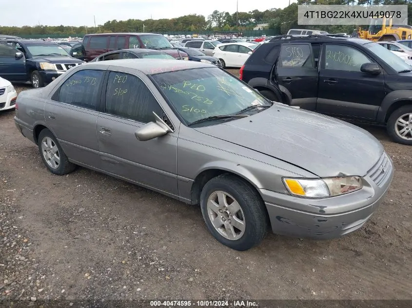 1999 Toyota Camry Ce VIN: 4T1BG22K4XU449078 Lot: 40474595