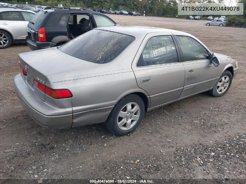 1999 Toyota Camry Ce VIN: 4T1BG22K4XU449078 Lot: 40474595