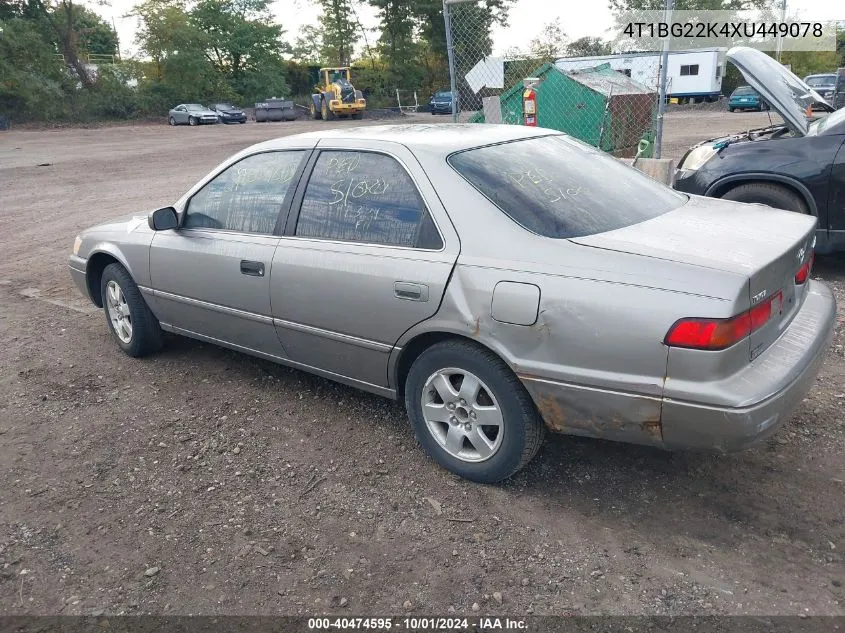 1999 Toyota Camry Ce VIN: 4T1BG22K4XU449078 Lot: 40474595