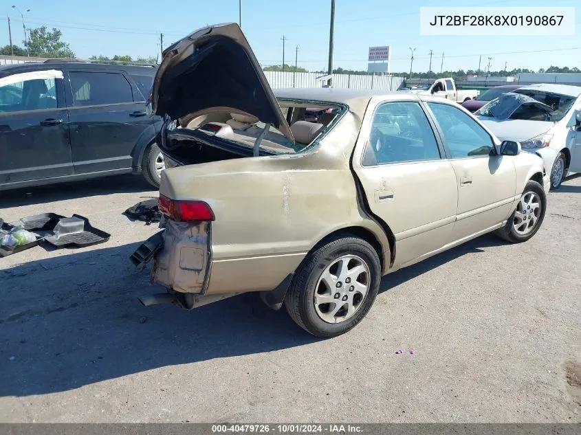 1999 Toyota Camry Le/Xle VIN: JT2BF28K8X0190867 Lot: 40479726