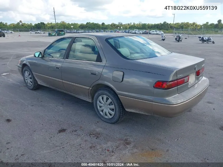 1999 Toyota Camry Le VIN: 4T1BG22K0XU559139 Lot: 40481620