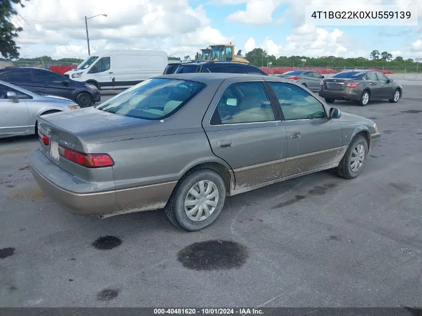 1999 Toyota Camry Le VIN: 4T1BG22K0XU559139 Lot: 40481620