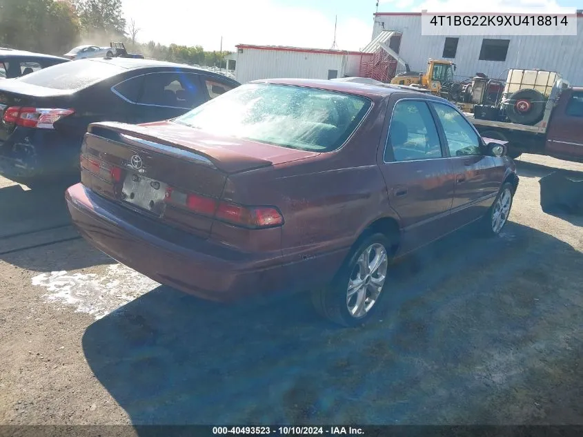 1999 Toyota Camry Le VIN: 4T1BG22K9XU418814 Lot: 40493523