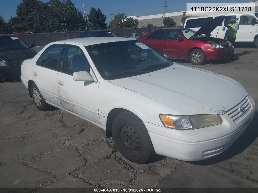 1999 Toyota Camry Le VIN: 4T1BG22K2XU511738 Lot: 40497819