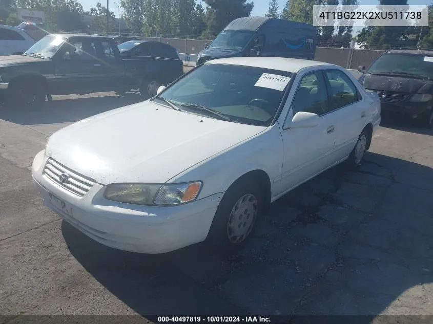 1999 Toyota Camry Le VIN: 4T1BG22K2XU511738 Lot: 40497819