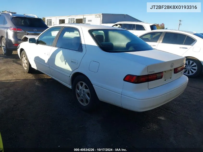 1999 Toyota Camry Le/Xle VIN: JT2BF28K8X0193316 Lot: 40534226