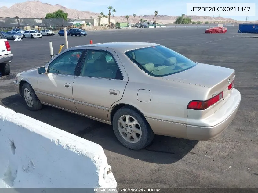 1999 Toyota Camry Xle V6 VIN: JT2BF28K5X0211447 Lot: 40548923