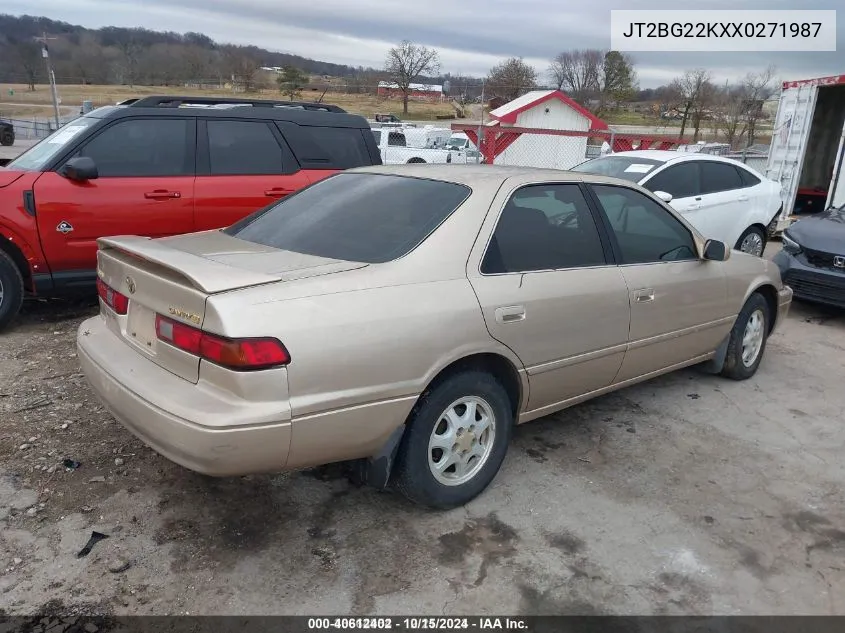 1999 Toyota Camry Le VIN: JT2BG22KXX0271987 Lot: 40612402