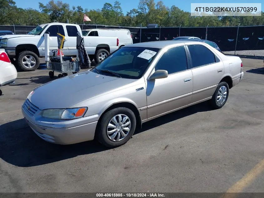 1999 Toyota Camry Le VIN: 4T1BG22K4XU570399 Lot: 40615985