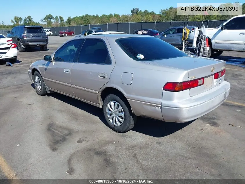 1999 Toyota Camry Le VIN: 4T1BG22K4XU570399 Lot: 40615985