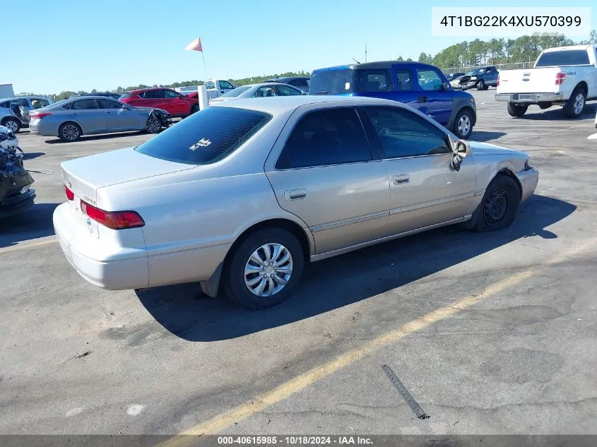 1999 Toyota Camry Le VIN: 4T1BG22K4XU570399 Lot: 40615985