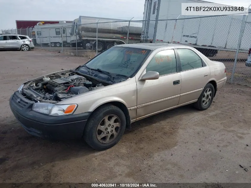 1999 Toyota Camry Le V6 VIN: 4T1BF22K0XU933848 Lot: 40633941