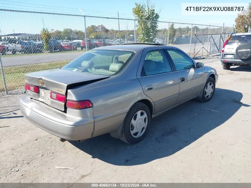 1999 Toyota Camry Le V6 VIN: 4T1BF22K9XU088787 Lot: 40663134