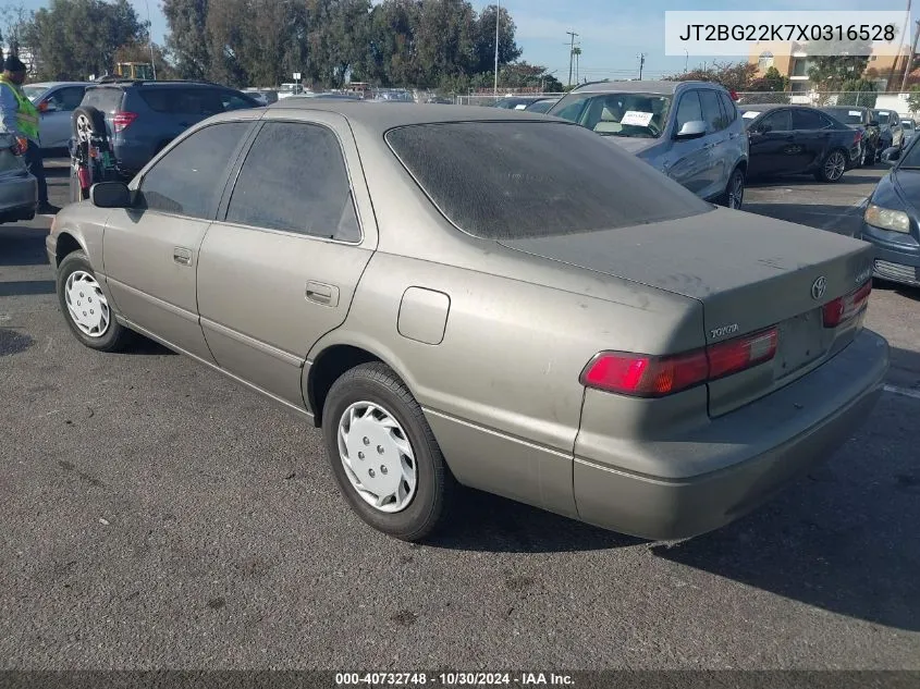 1999 Toyota Camry Le VIN: JT2BG22K7X0316528 Lot: 40732748