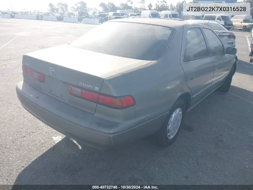 1999 Toyota Camry Le VIN: JT2BG22K7X0316528 Lot: 40732748