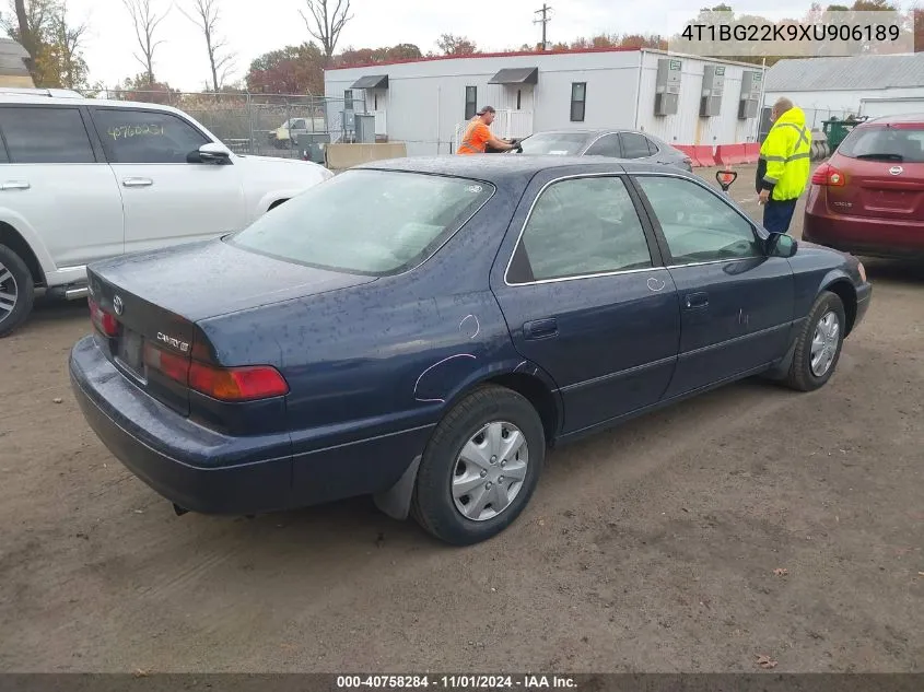 1999 Toyota Camry Ce VIN: 4T1BG22K9XU906189 Lot: 40758284