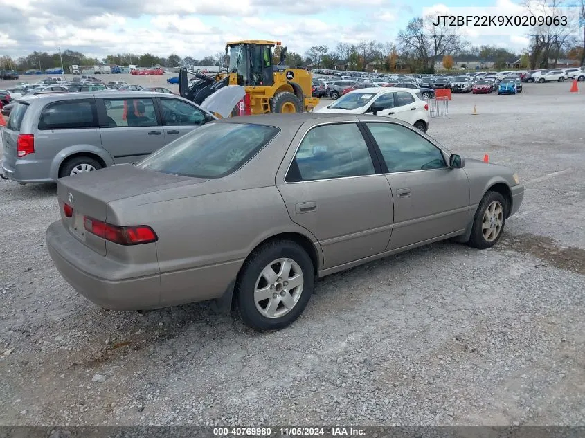 1999 Toyota Camry Le V6 VIN: JT2BF22K9X0209063 Lot: 40769980