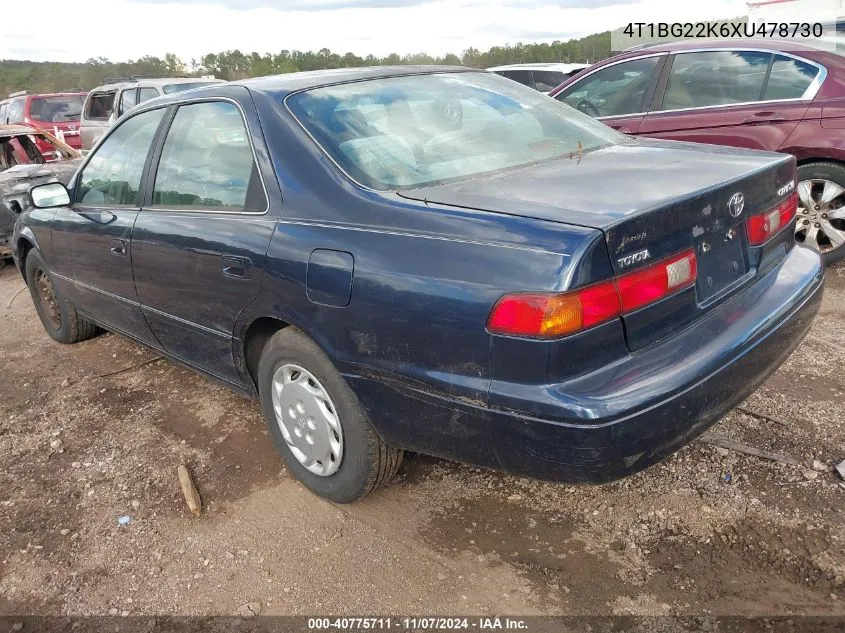 1999 Toyota Camry Le VIN: 4T1BG22K6XU478730 Lot: 40775711