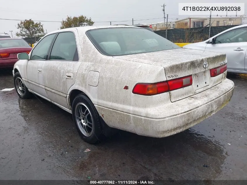 1999 Toyota Camry Le VIN: 4T1BG22K4XU892038 Lot: 40777862