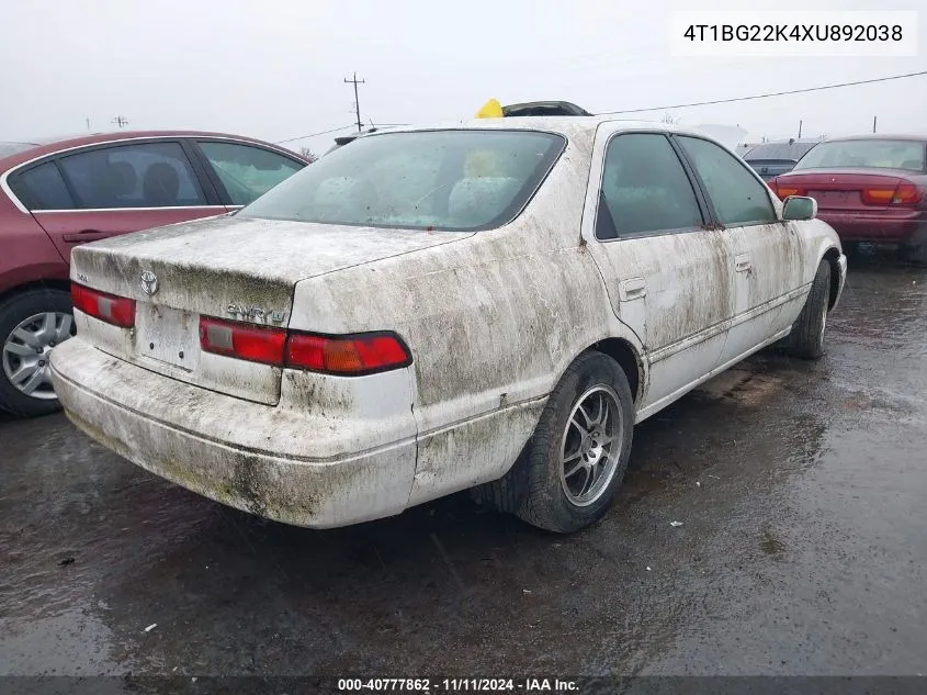 1999 Toyota Camry Le VIN: 4T1BG22K4XU892038 Lot: 40777862