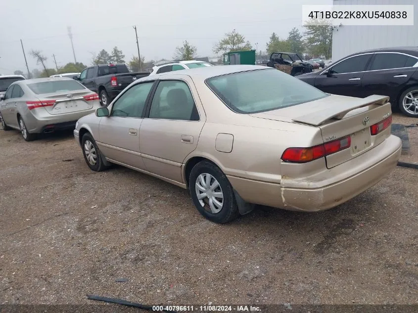 1999 Toyota Camry Ce VIN: 4T1BG22K8XU540838 Lot: 40796611