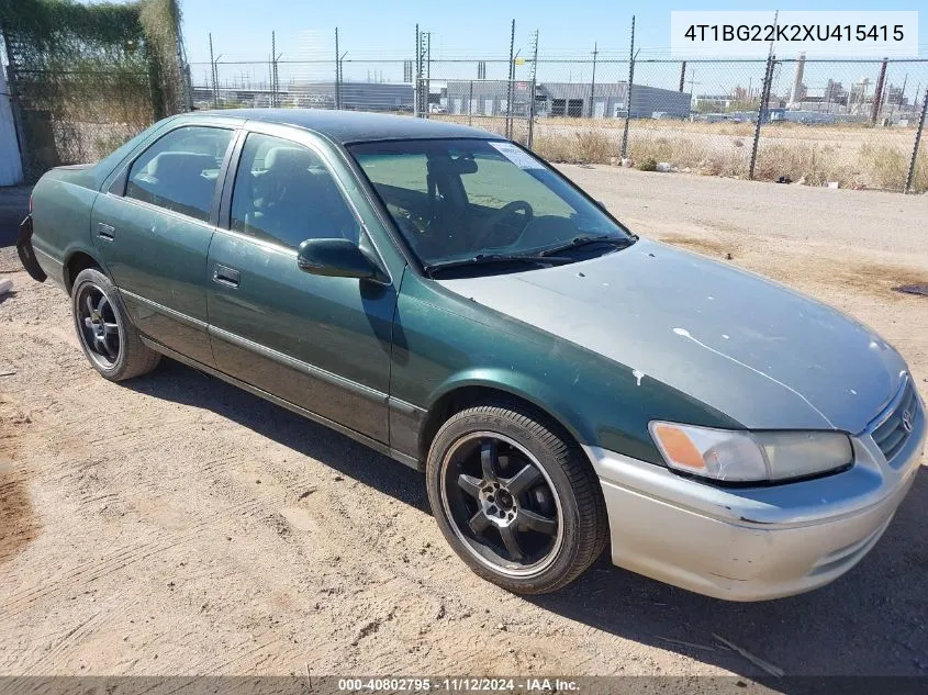 1999 Toyota Camry Le VIN: 4T1BG22K2XU415415 Lot: 40802795