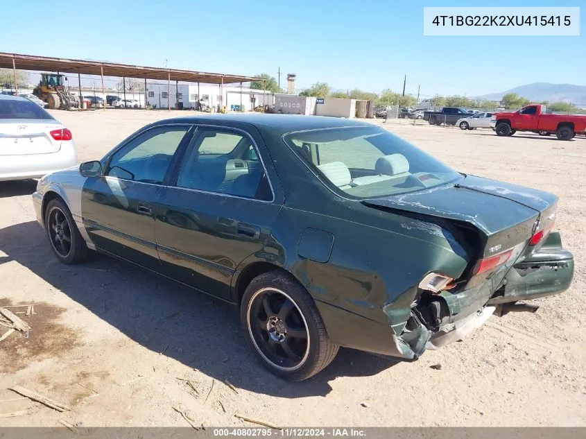 1999 Toyota Camry Le VIN: 4T1BG22K2XU415415 Lot: 40802795