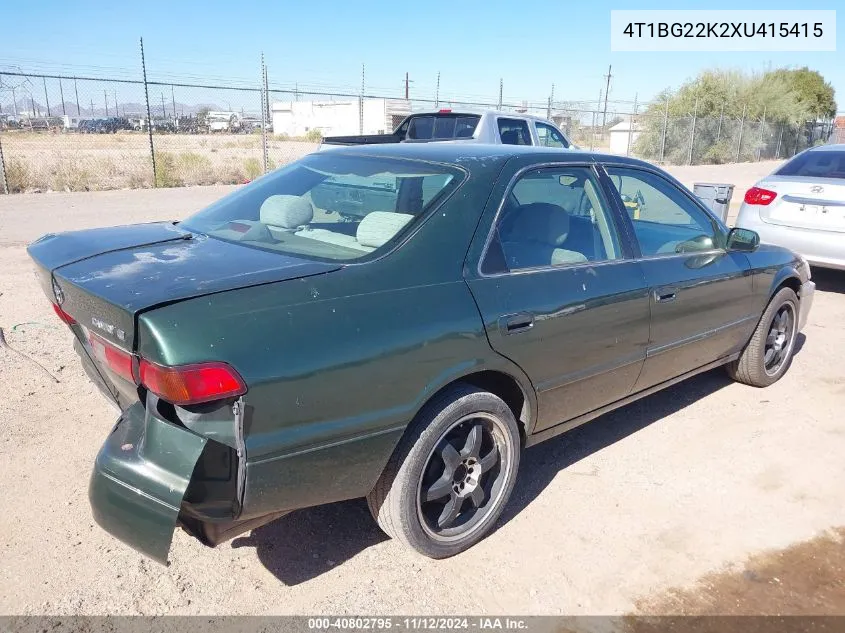 1999 Toyota Camry Le VIN: 4T1BG22K2XU415415 Lot: 40802795