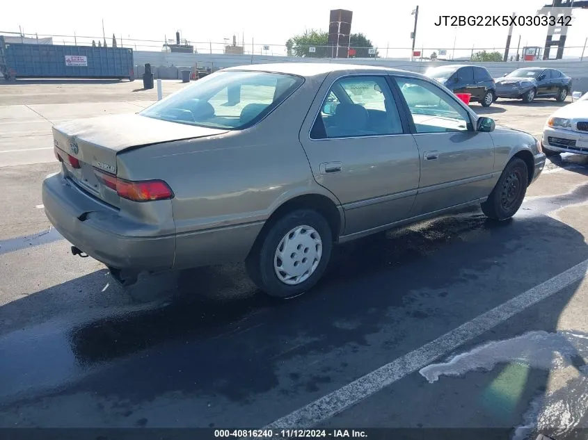 1999 Toyota Camry Le VIN: JT2BG22K5X0303342 Lot: 40816240