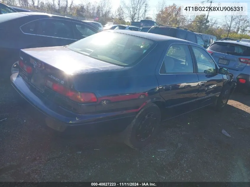 1999 Toyota Camry Le VIN: 4T1BG22K8XU906331 Lot: 40827223