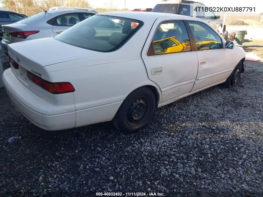 1999 Toyota Camry Le VIN: 4T1BG22K0XU887791 Lot: 40832402