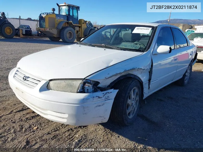 1999 Toyota Camry Le V6 VIN: JT2BF28K2X0211874 Lot: 40909609