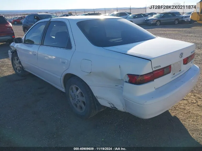 1999 Toyota Camry Le V6 VIN: JT2BF28K2X0211874 Lot: 40909609