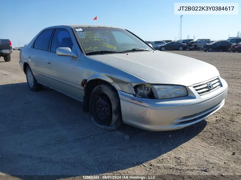 2000 Toyota Camry Ce/Le/Xle VIN: JT2BG22K3Y0384617 Lot: 12060243