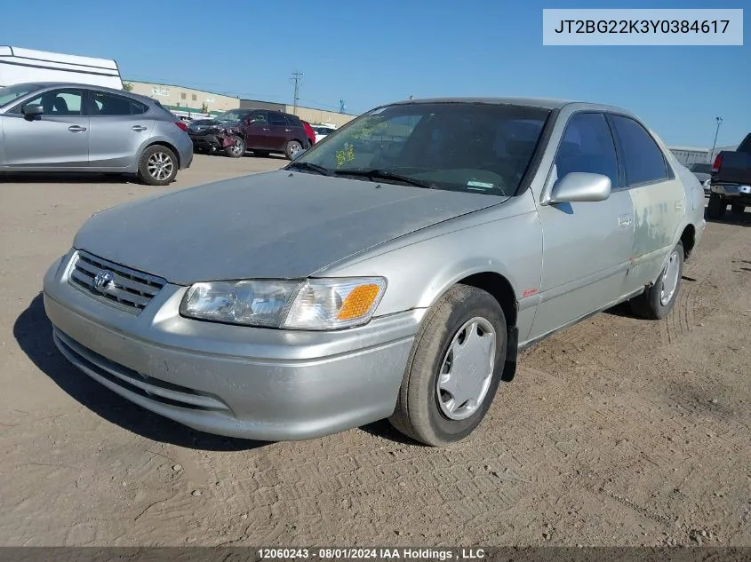 2000 Toyota Camry Ce/Le/Xle VIN: JT2BG22K3Y0384617 Lot: 12060243