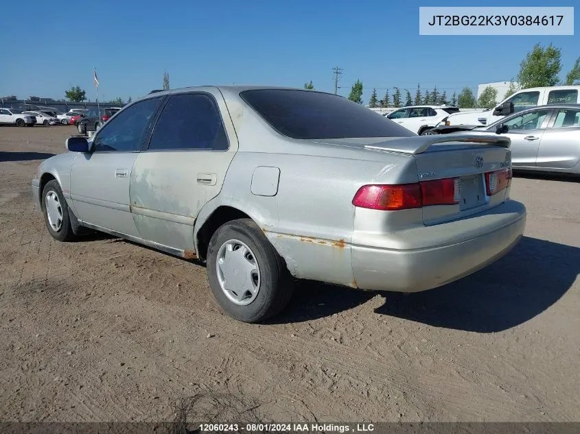 2000 Toyota Camry Ce/Le/Xle VIN: JT2BG22K3Y0384617 Lot: 12060243