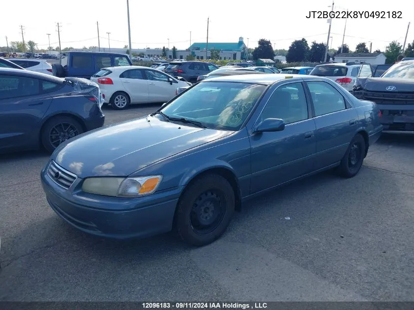 2000 Toyota Camry Ce/Ce V6/Le VIN: JT2BG22K8Y0492182 Lot: 12096183