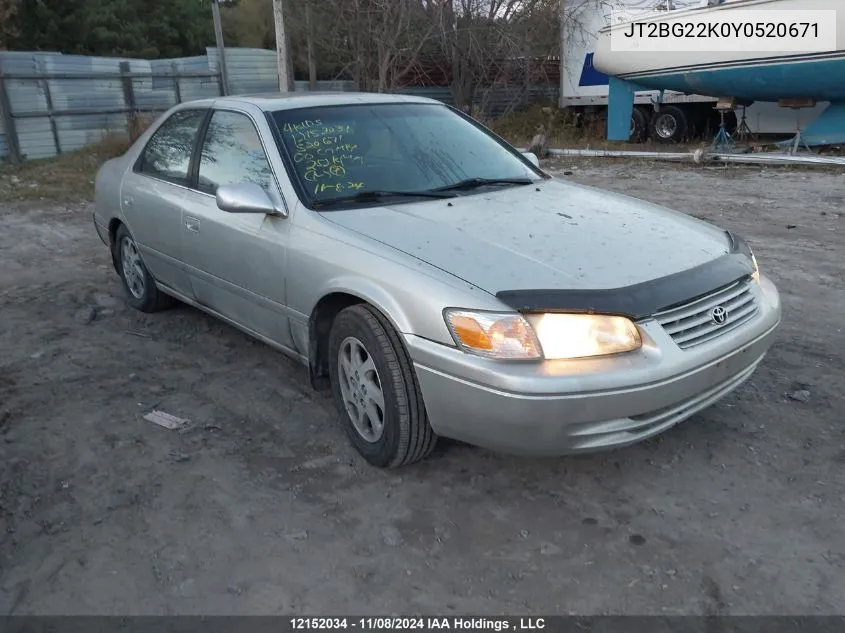 2000 Toyota Camry VIN: JT2BG22K0Y0520671 Lot: 12152034