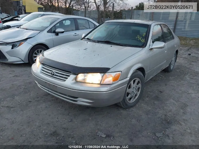 2000 Toyota Camry VIN: JT2BG22K0Y0520671 Lot: 12152034