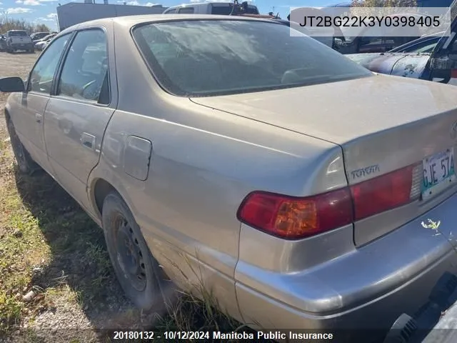 2000 Toyota Camry Ce VIN: JT2BG22K3Y0398405 Lot: 20180132