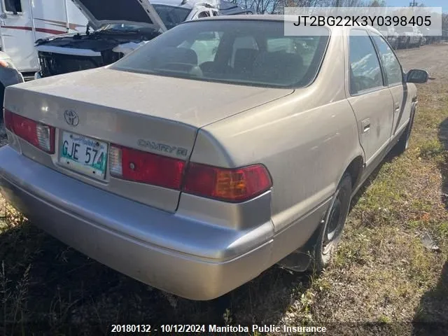 2000 Toyota Camry Ce VIN: JT2BG22K3Y0398405 Lot: 20180132